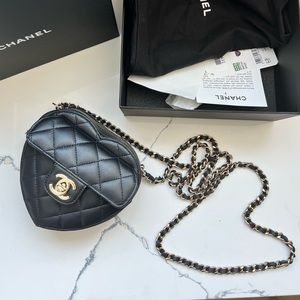Authentic Black Small Chanel Heart Bag from 22S CC IN LOVE